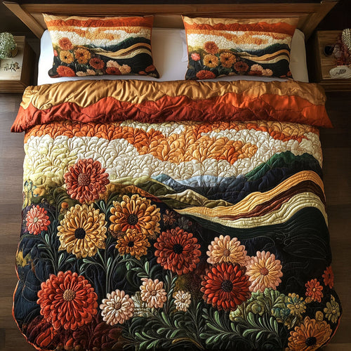 Autumn Blossoms 3-Piece Quilted Bedding Set NCU0PT7741