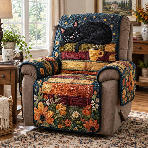 Autumn Bookshop Cat Quilted Sofa Cover NCU0DV10241