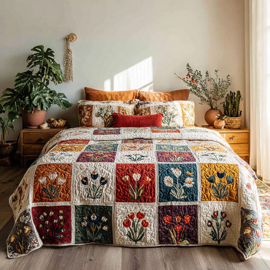 Autumn Botanics 3-Piece Quilted Bedding Set NCU0VL3210
