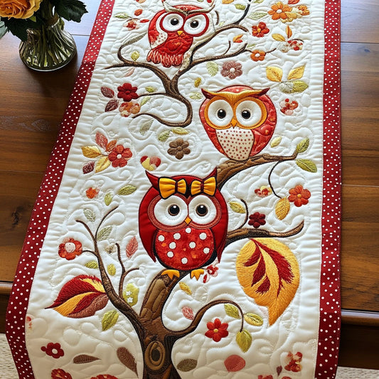 Autumn Branch Owls Quilted Table Runner NCU0NT4141