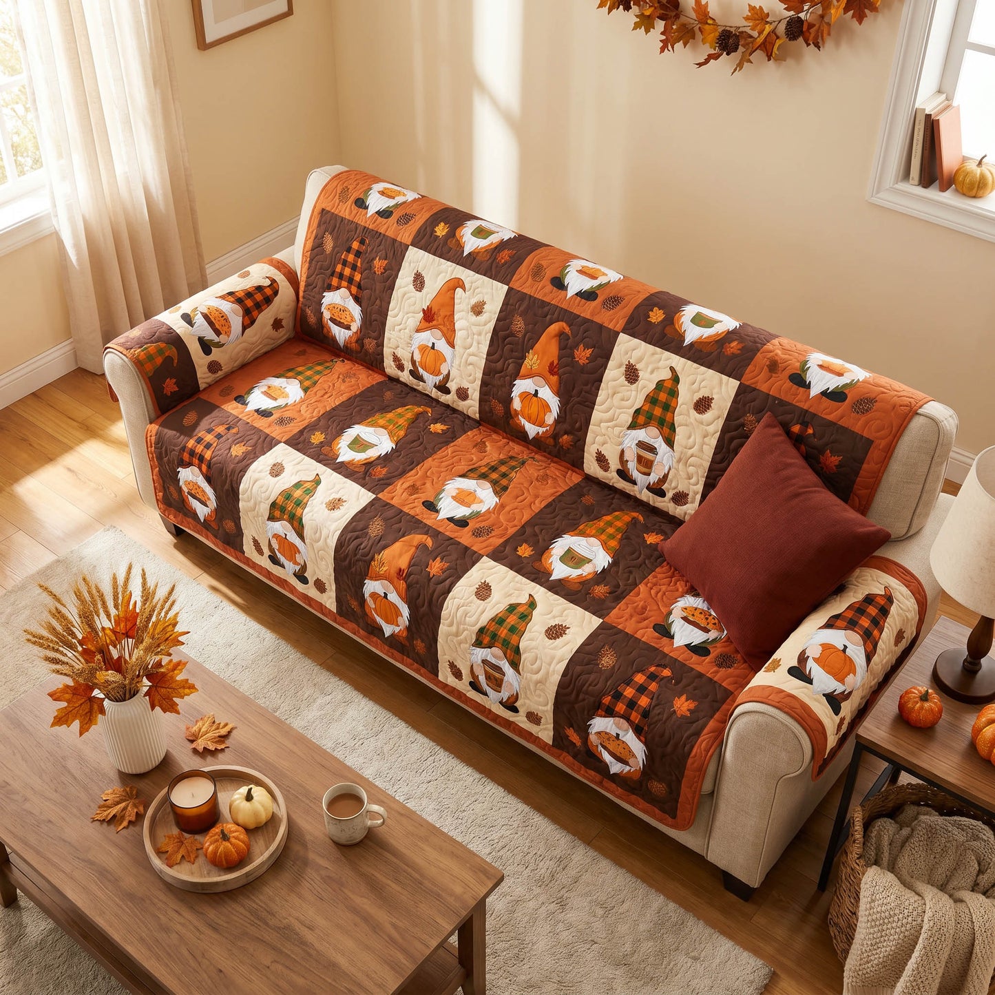 Autumn Breeze Quilted Sofa Cover NCU0TD2881