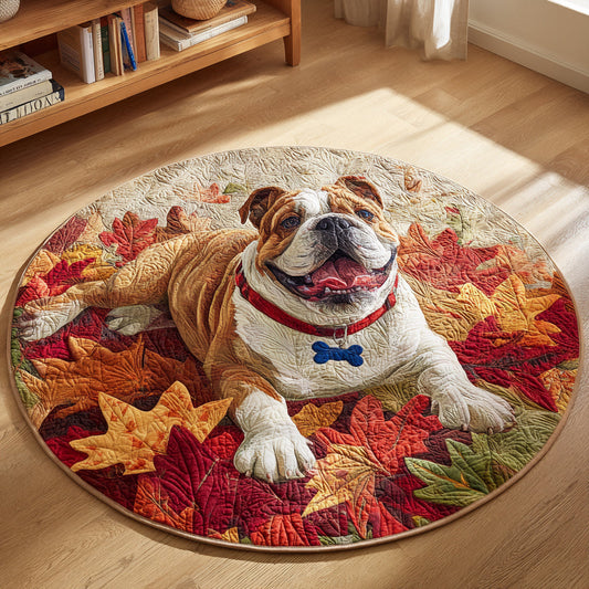 Autumn Bulldog Quilted Round Mat NCU0HH036