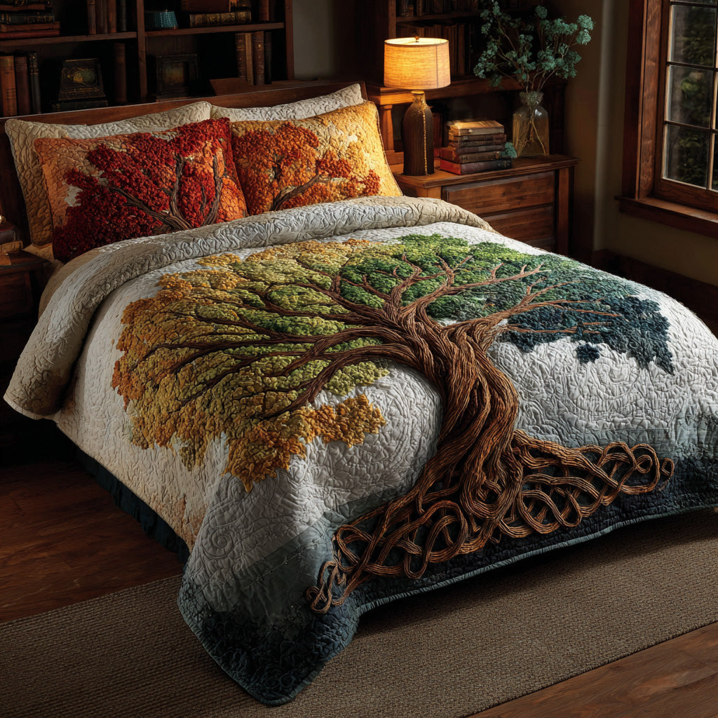 Autumn Canopy 3-Piece Quilted Bedding Set NCU0VL3061