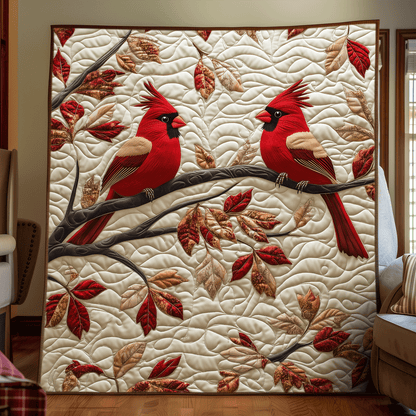 Autumn Cardinal Quilted Blanket NCU0DV1142