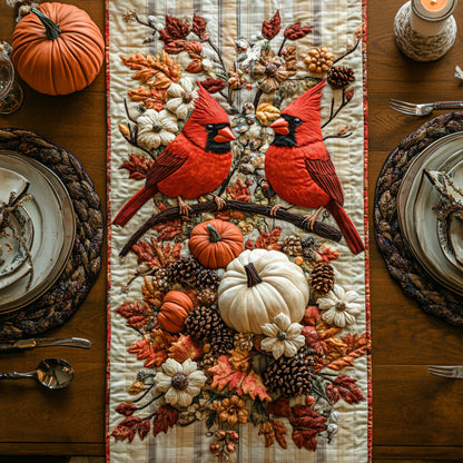 Autumn Cardinal Quilted Table Runner NCU0DV6788
