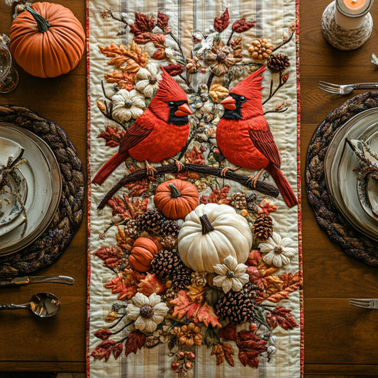 Autumn Cardinal Quilted Table Runner NCU0DV6788