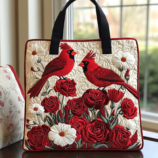 Autumn Cardinal Quilted Tote Bag NCU0DV6887