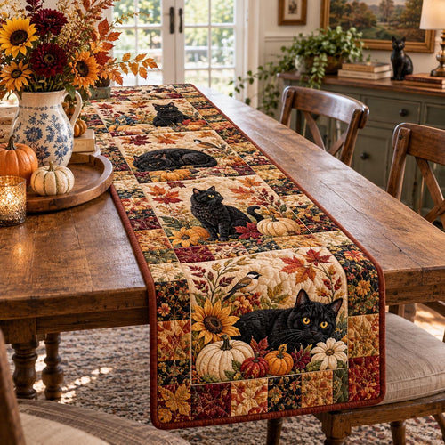 Autumn Cat Meadow Quilted Table Runner NCU0DV10482