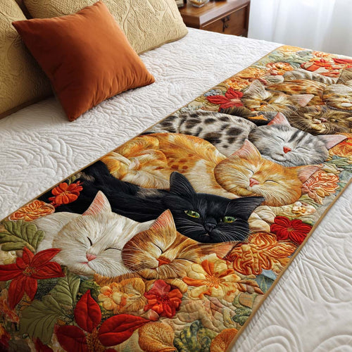 Autumn Cats Quilted Bed Runner NCU0NT9931