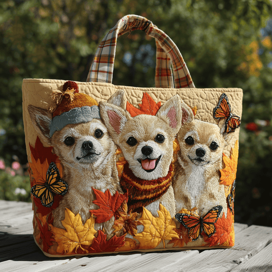 Autumn Chihuahua Quilted Tote Bag NCU0TH2786