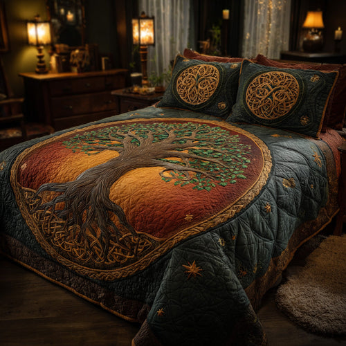 Autumn Circle 3-Piece Quilted Bedding Set NCU0VL3115