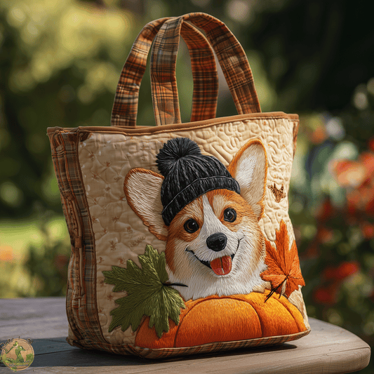 Autumn Corgi Quilted Tote Bag NCU0TH2768