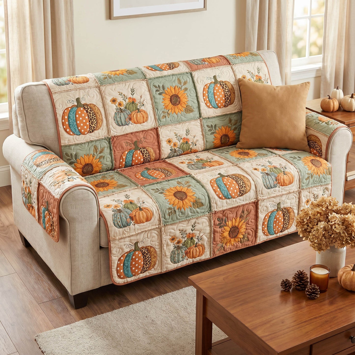 Autumn Cottage Quilted Sofa Cover NCU0TD2877