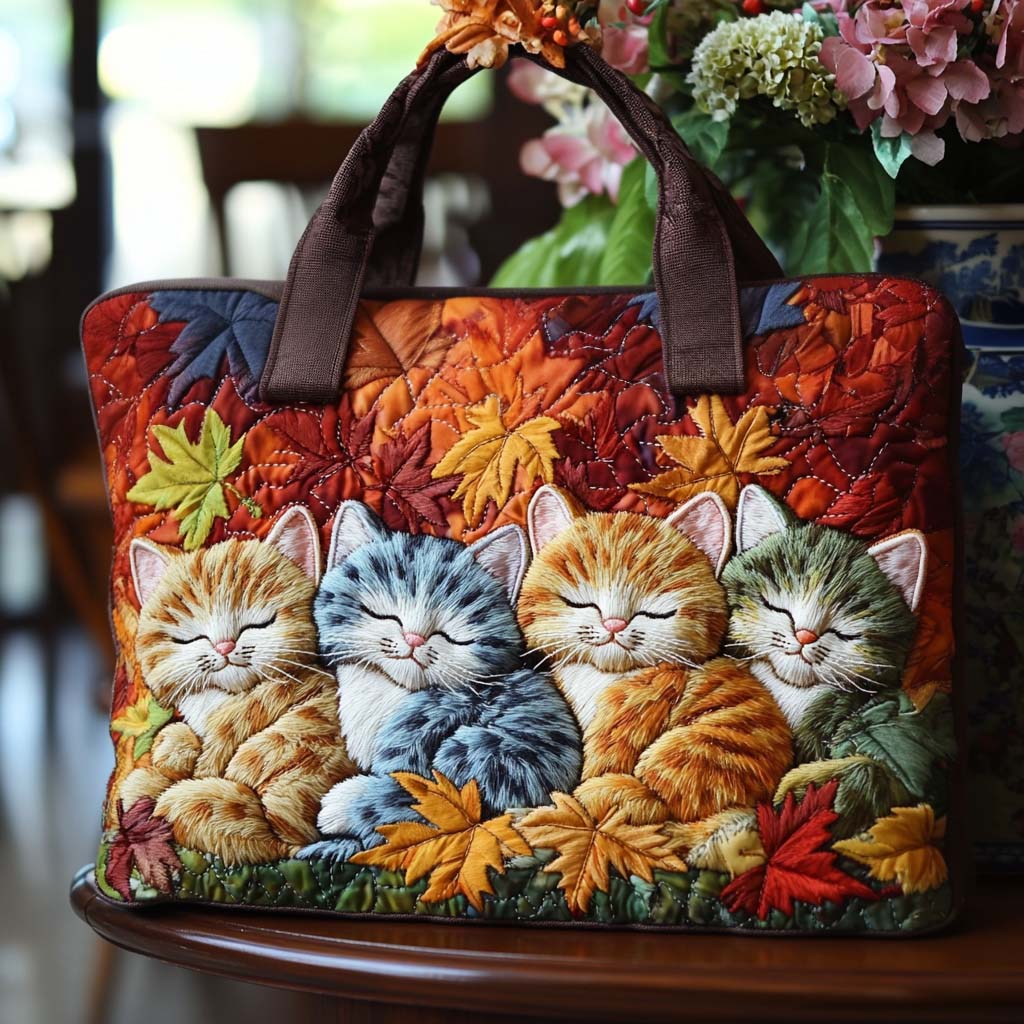 Autumn Cat Quilted Tote Bag NCU0VT216