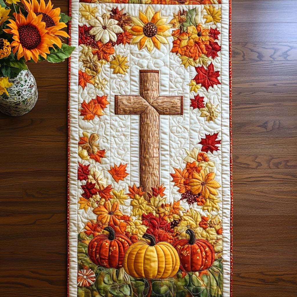 Autumn Cross Blessings Quilted Table Runner NCU0NT9322