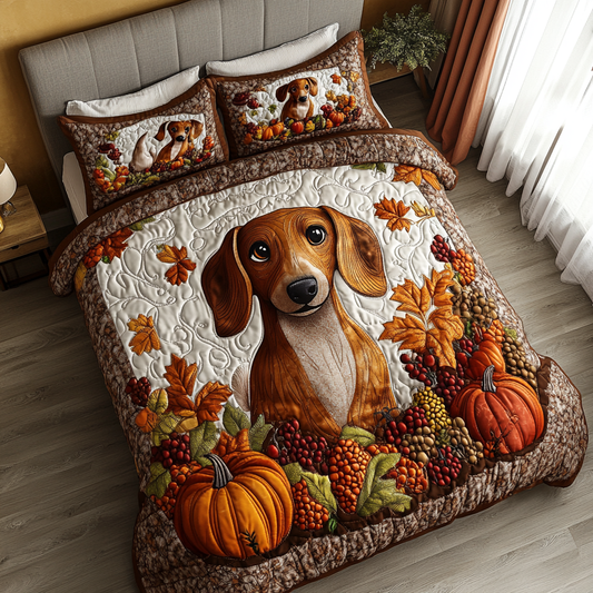 Autumn Dachshund 3-Piece Quilted Bedding Set NCU0DK9261