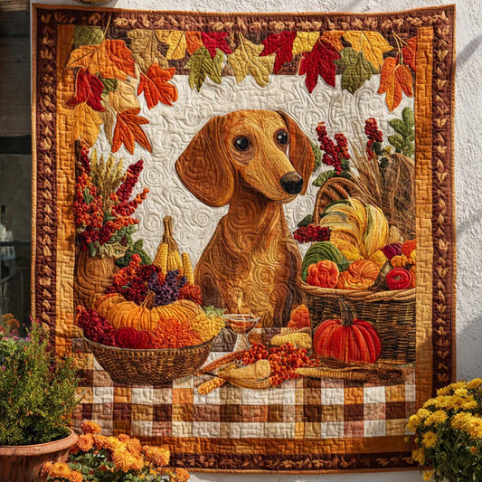 Autumn Dachshund Quilted Blanket NCU0NT9065