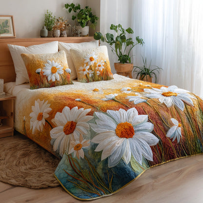 Autumn Daisies 3-Piece Quilted Bedding Set NCU0VL3097