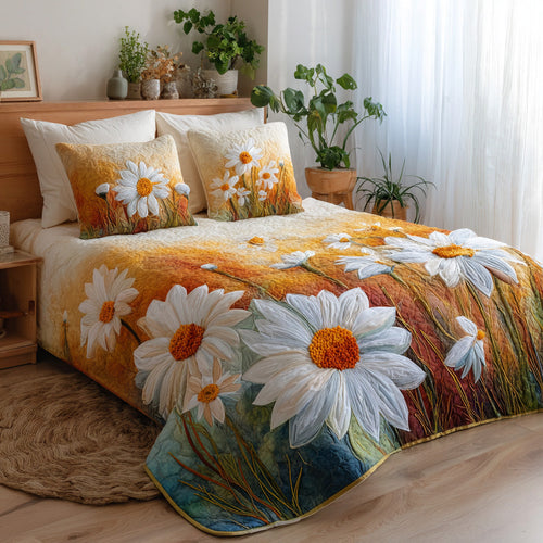 Autumn Daisies 3-Piece Quilted Bedding Set NCU0VL3097