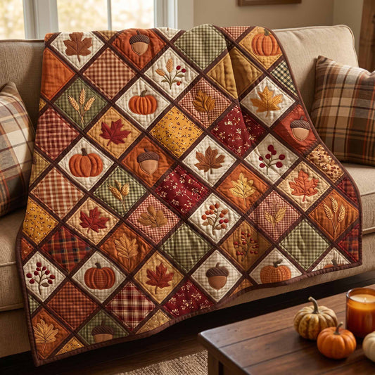 Autumn Diamond Patch Quilted Blanket NCU0XD2913