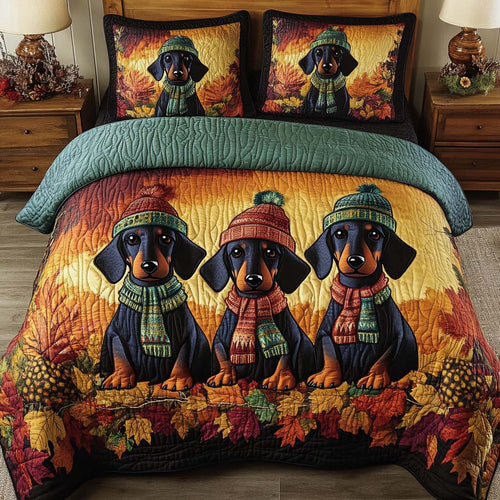 Autumn Doxie 3-Piece Quilted Bedding Set NCU0NT9053