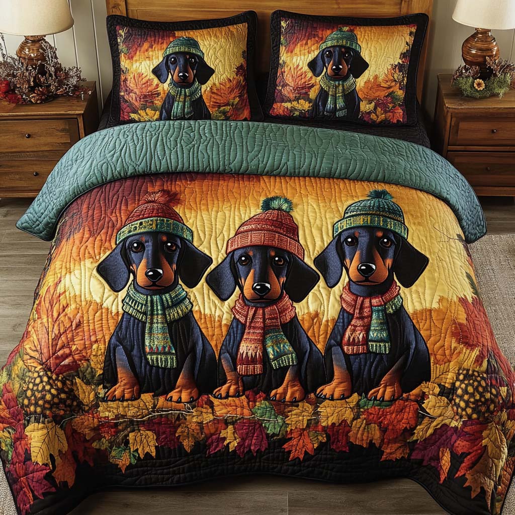 Dachshund 3-Piece Quilted Bedding Set NCU0VT220