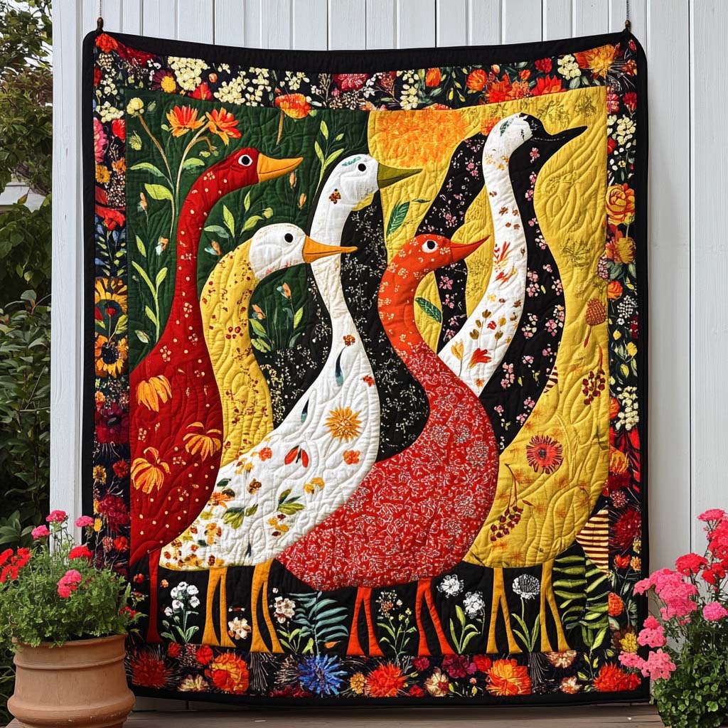 Autumn Duck Dance Quilted Blanket NCU0NT8242