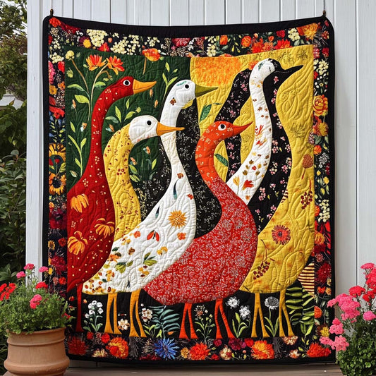 Autumn Duck Dance Quilted Blanket NCU0NT8242
