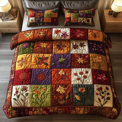 Autumn Floral 3-Piece Quilted Bedding Set NCU0NT4051