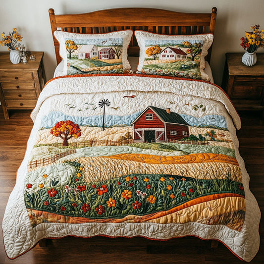 Autumn Floral Delight 3-Piece Quilted Bedding Set NCU0PT7775