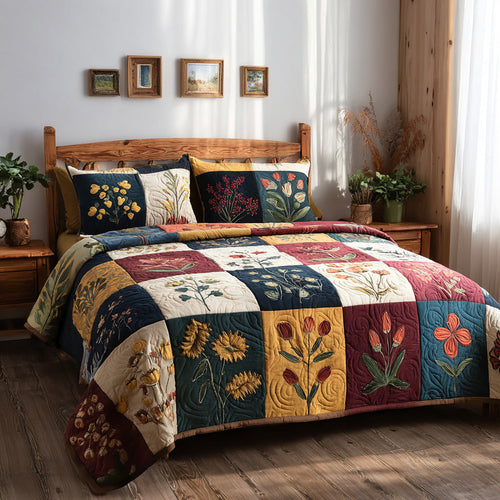 Autumn Florals 3-Piece Quilted Bedding Set NCU0VL3222