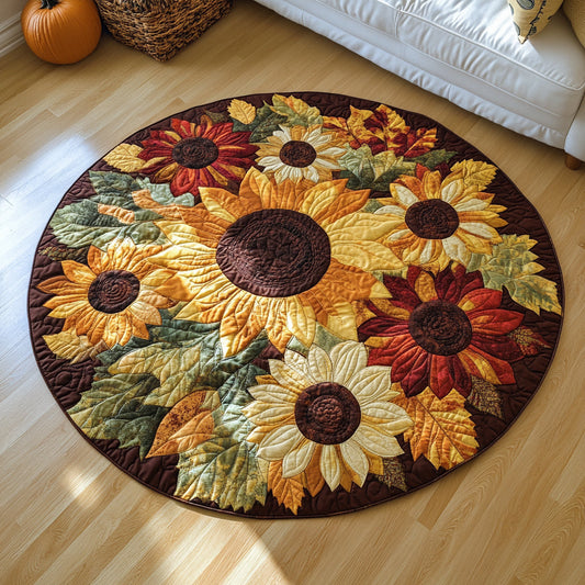 Autumn Flowers Quilted Round Mat NCU0HH042