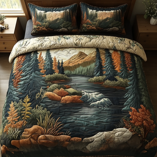 Autumn Forest Breeze 3-Piece Quilted Bedding Set NCU0DV5303