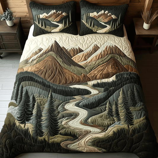Autumn Forest Calm 3-Piece Quilted Bedding Set NCU0TH2732