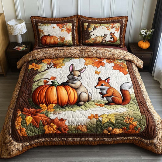 Autumn Forest Friends 3-Piece Quilted Bedding Set NCU0NT8717