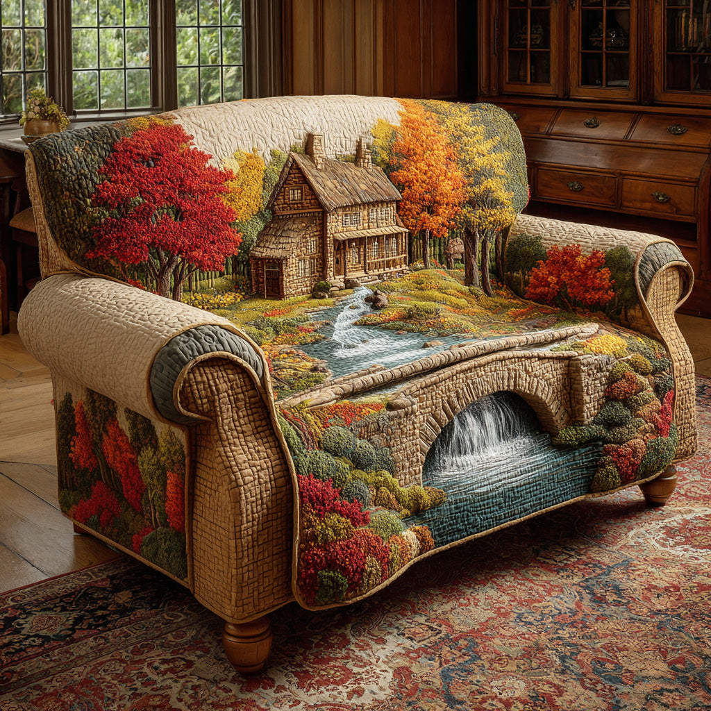 Autumn Forest Path Quilted Sofa Cover NCU0TD1792