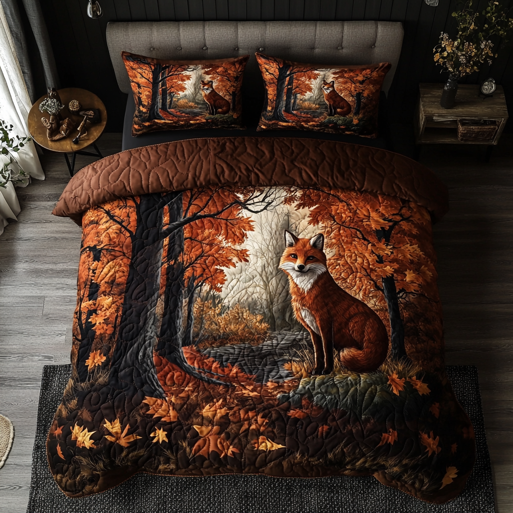 Autumn Fox 3-Piece Quilted Bedding Set NCU0DK9495