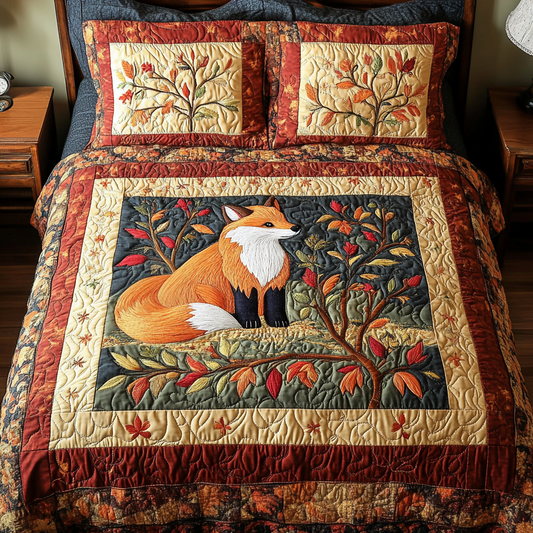 Autumn Fox 3-Piece Quilted Bedding Set NCU0VH5097