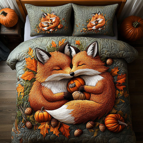 Autumn Fox Adventure 3-Piece Quilted Bedding Set NCU0PT7915