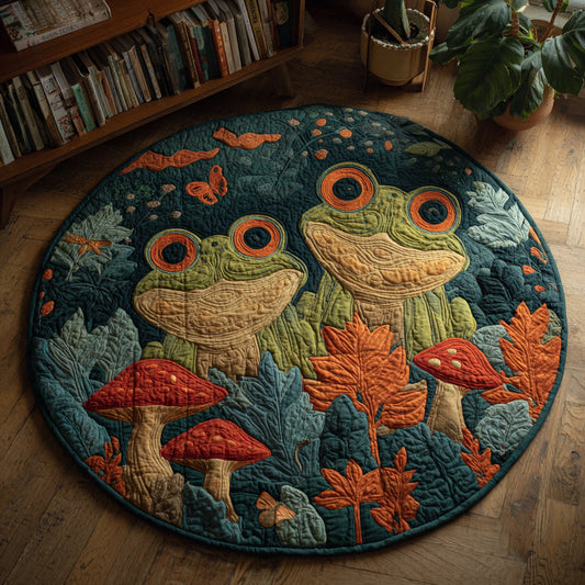 Autumn Frogs Quilted Round Mat NCU0HH142