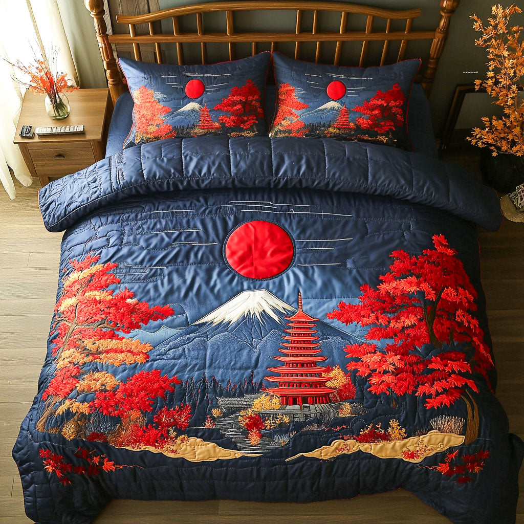 Autumn Fuji Glow 3-Piece Quilted Bedding Set NCU0NT7379