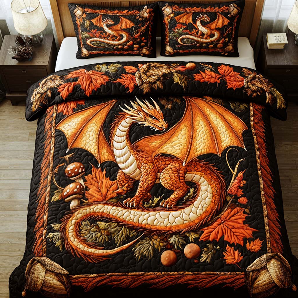 Dragon 3-Piece Quilted Bedding Set NCU0VT194