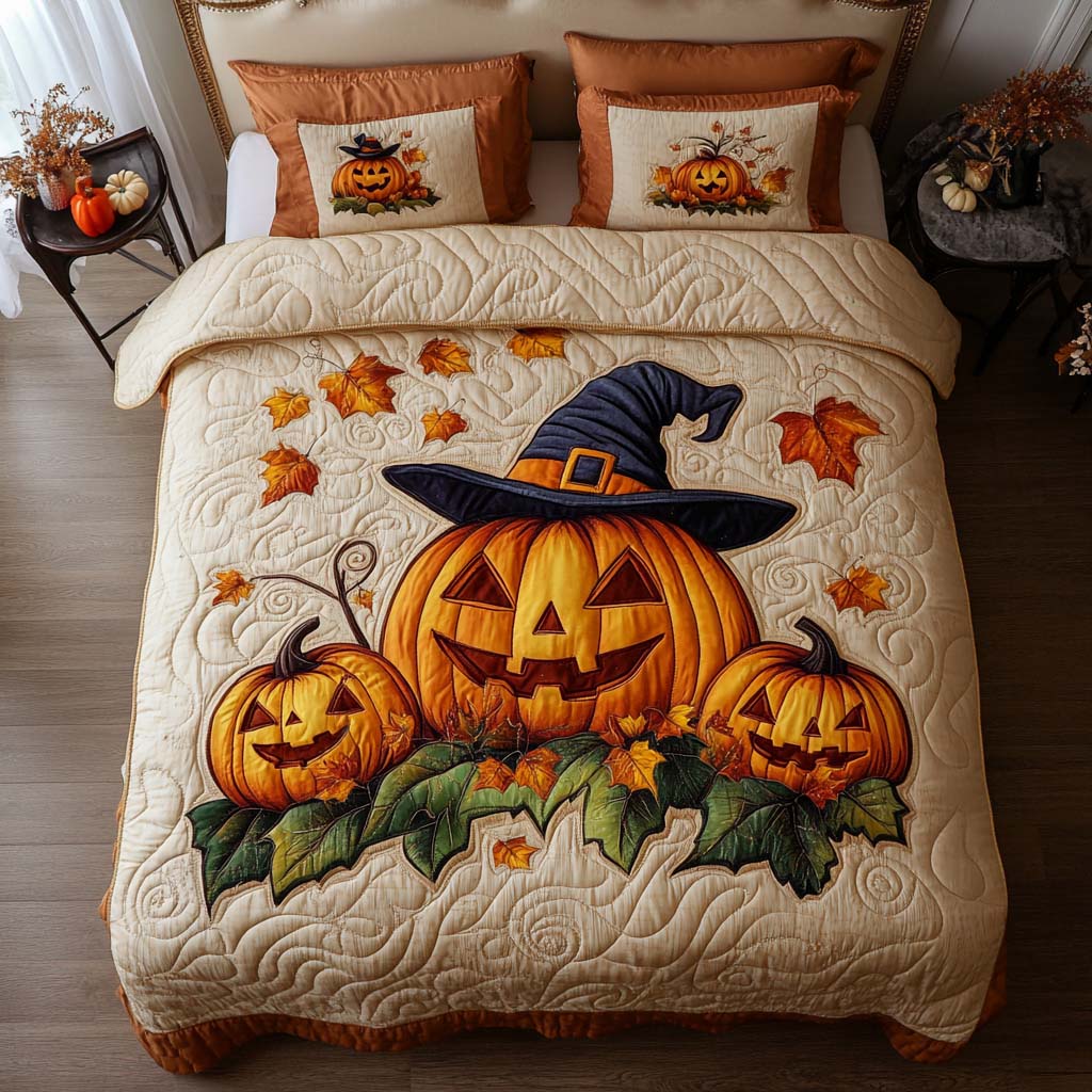 Autumn Gathering Time 3-Piece Quilted Bedding Set NCU0NT8339