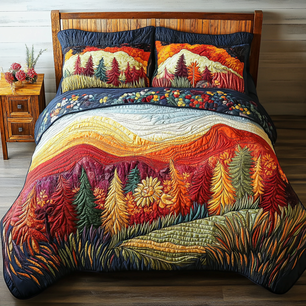 Autumn Glow 3-Piece Quilted Bedding Set NCU0VL2828