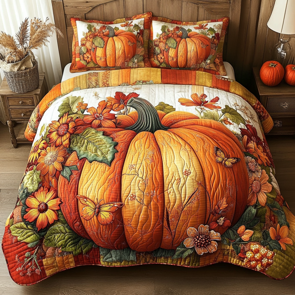Autumn Glow 3-Piece Quilted Bedding Set NCU0VL2865