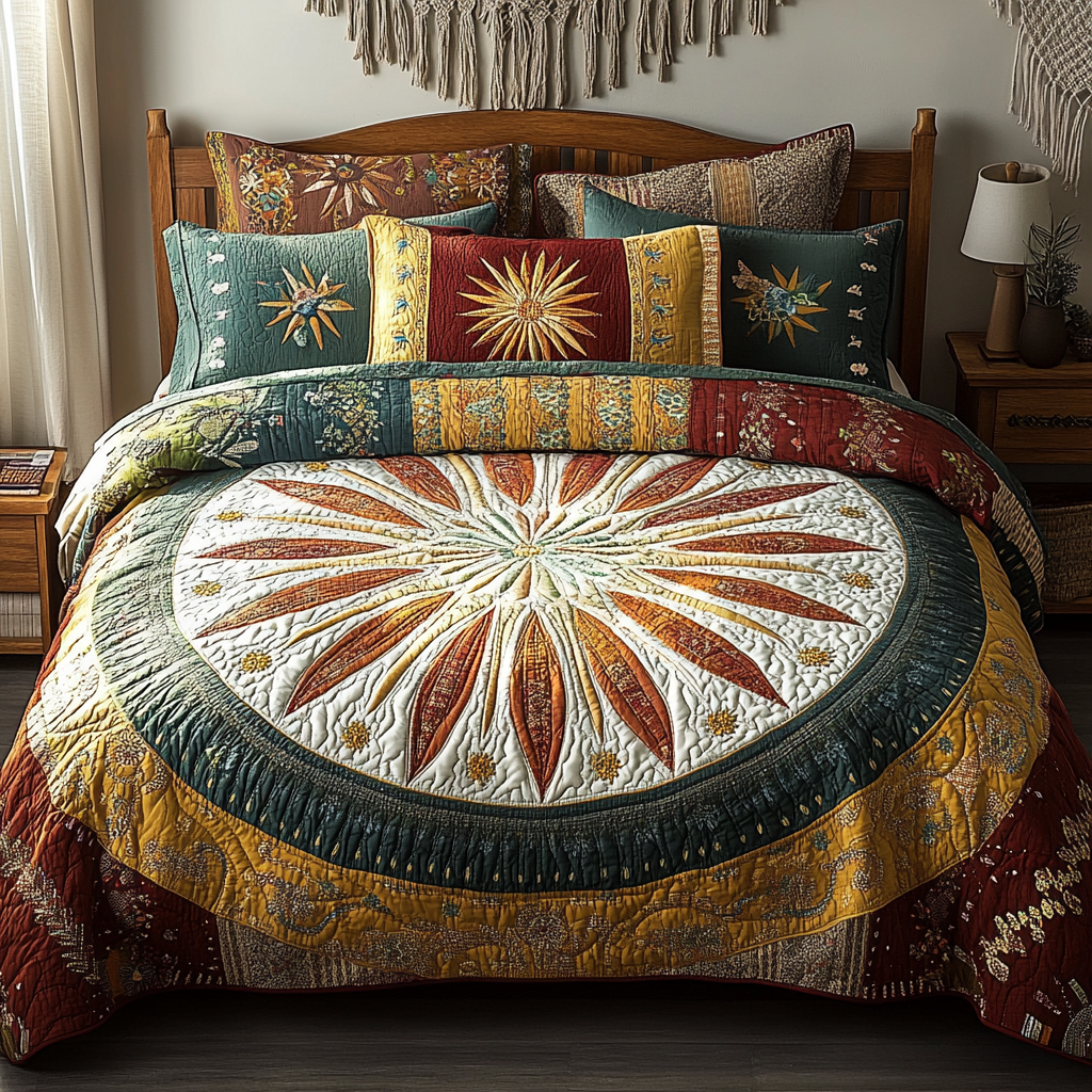 Autumn Glow 3-Piece Quilted Bedding Set NCU0VL939