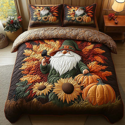 Autumn Gnome 3-Piece Quilted Bedding Set NCU0DV7185
