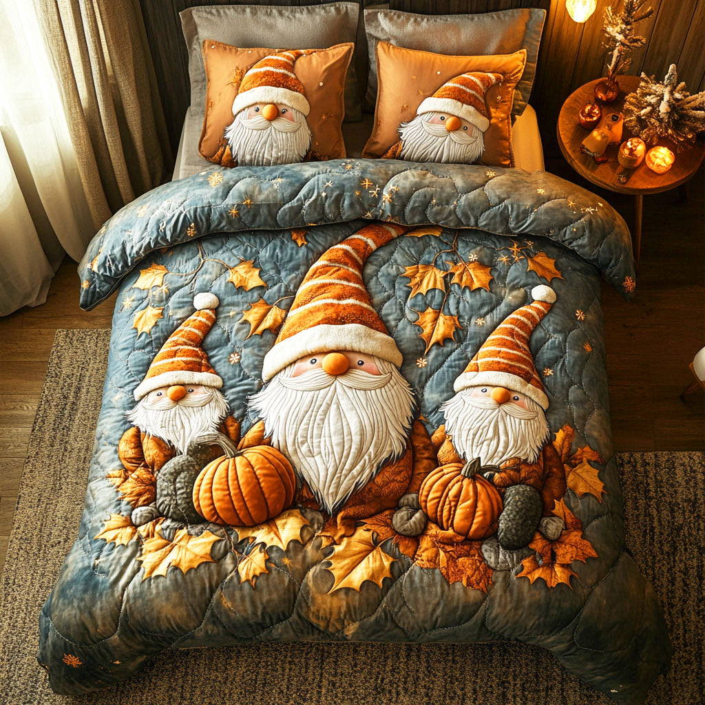 Autumn Gnome 3-Piece Quilted Bedding Set NCU0TD522