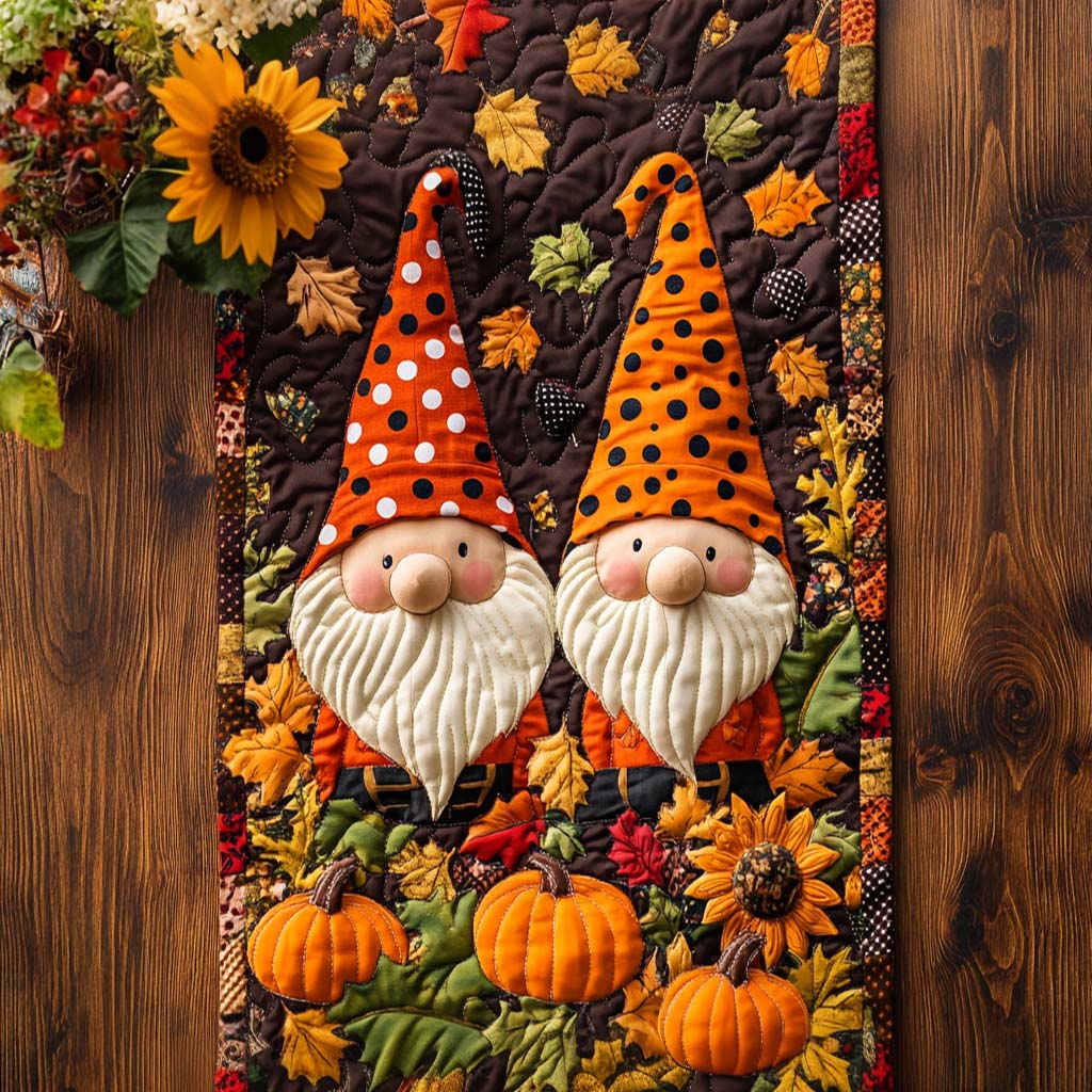 Autumn Gnome Charm Quilted Table Runner NCU0NT9118