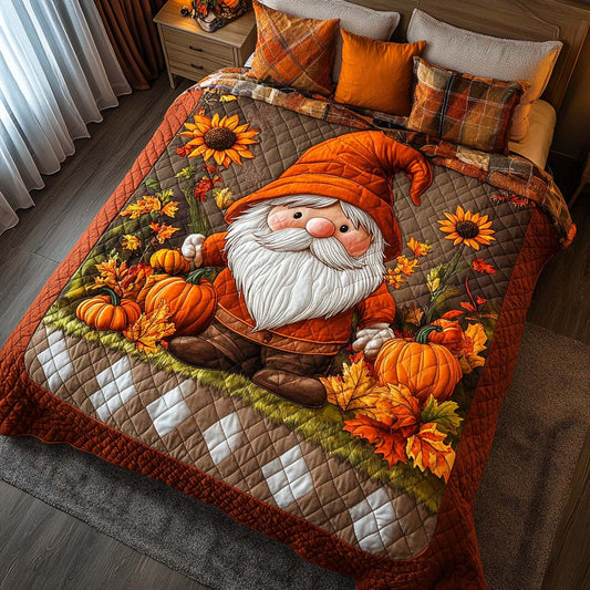 Autumn Gnome Dance 3-Piece Quilted Bedding Set NCU0NT8360